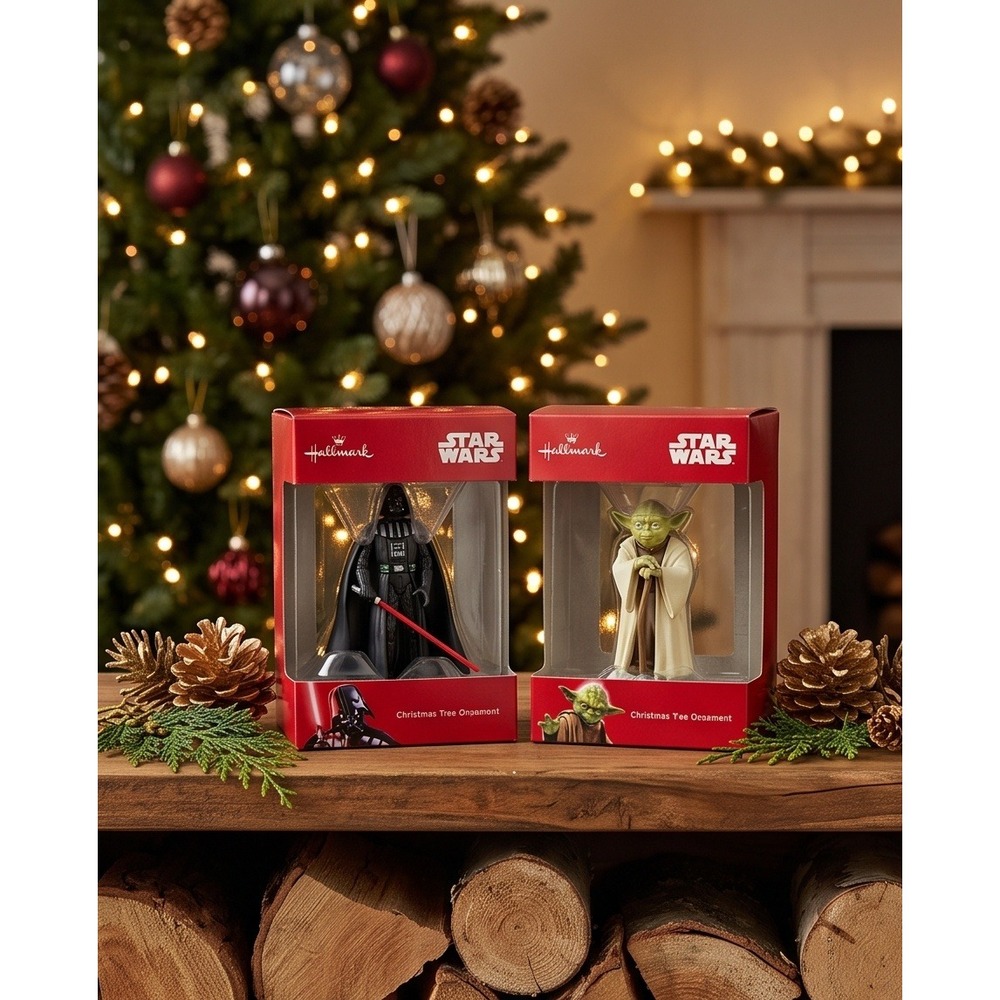 Hallmark Star Wars 2021 Christmas Ornament Lot 2 Darth Vader Yoda New